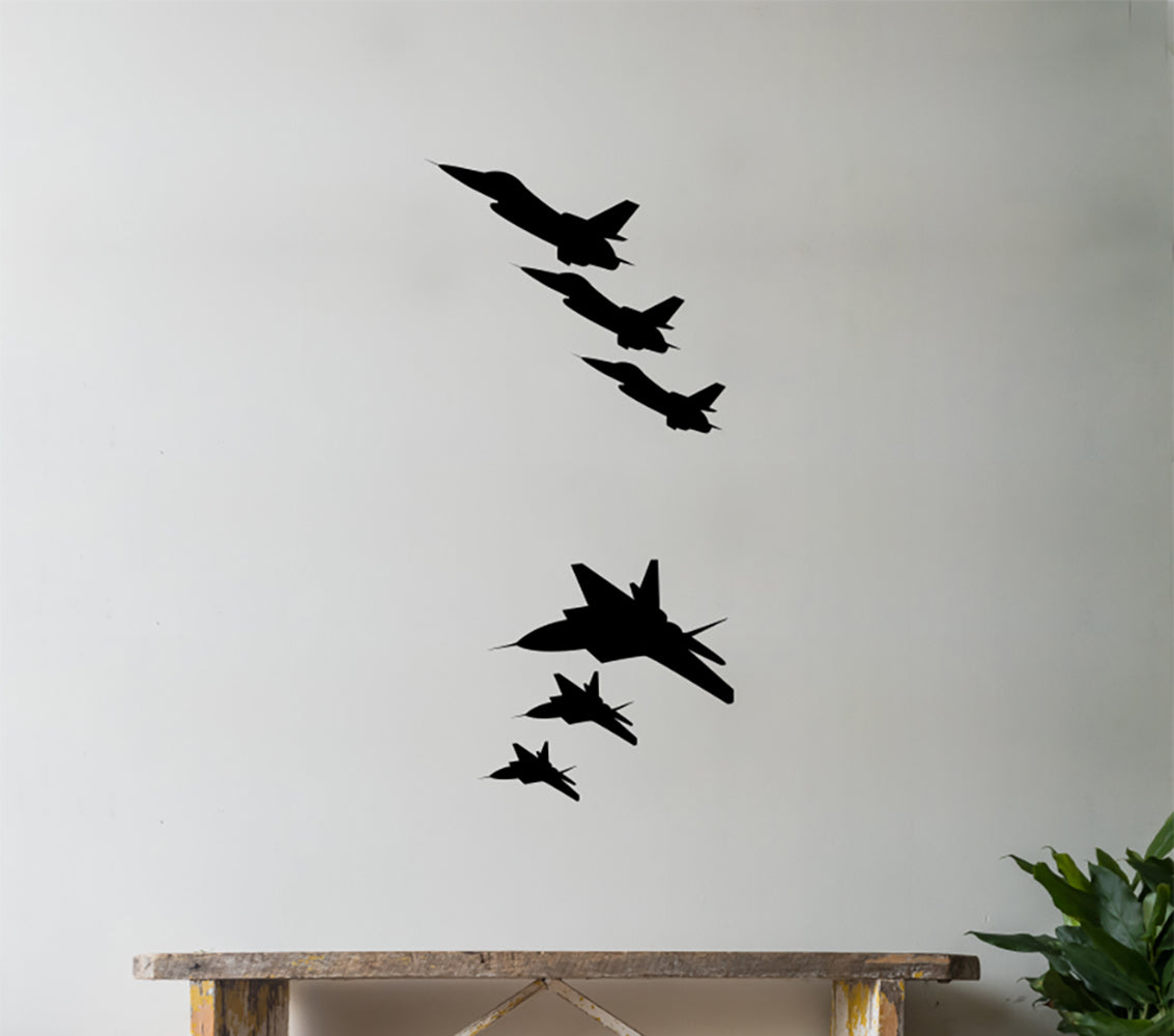 Military Fighter Jets Airplane Silhouettes Vinyl Wall Decal