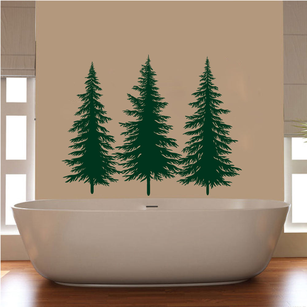 Fir Pine Trees Vinyl Wall Decal Set of 3