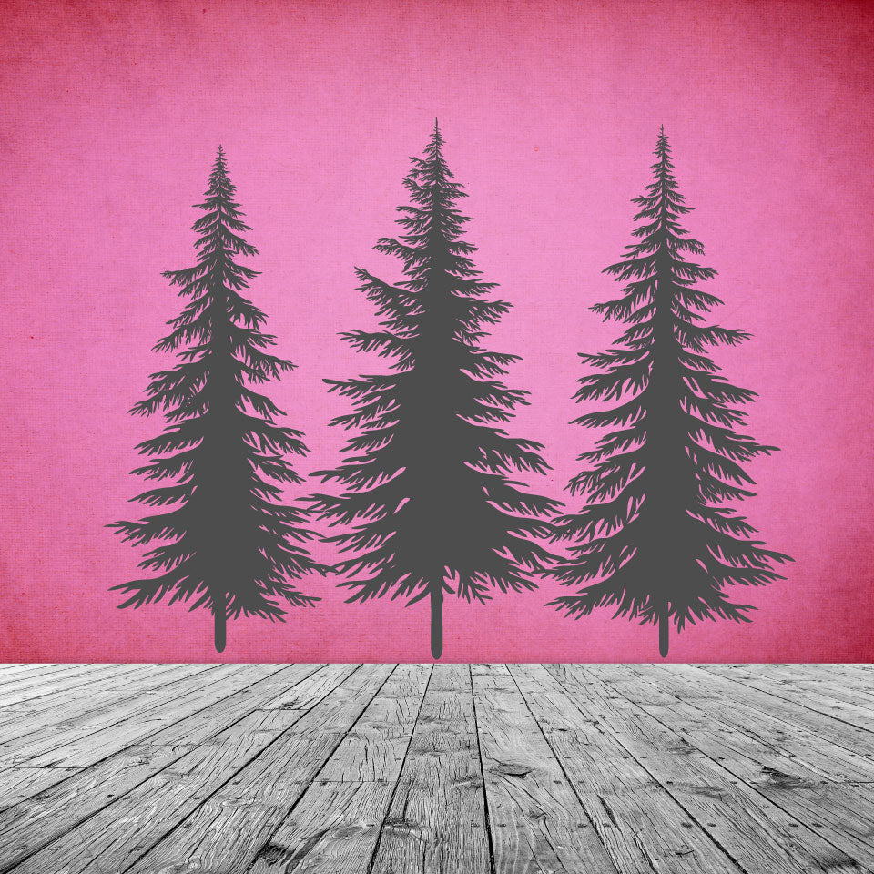 Fir Pine Trees Vinyl Wall Decal Set of 3