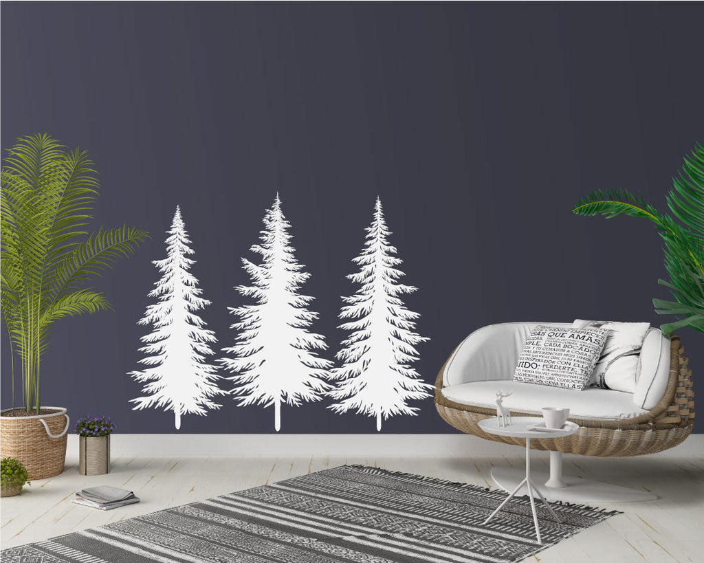 Fir Pine Trees Vinyl Wall Decal Set of 3