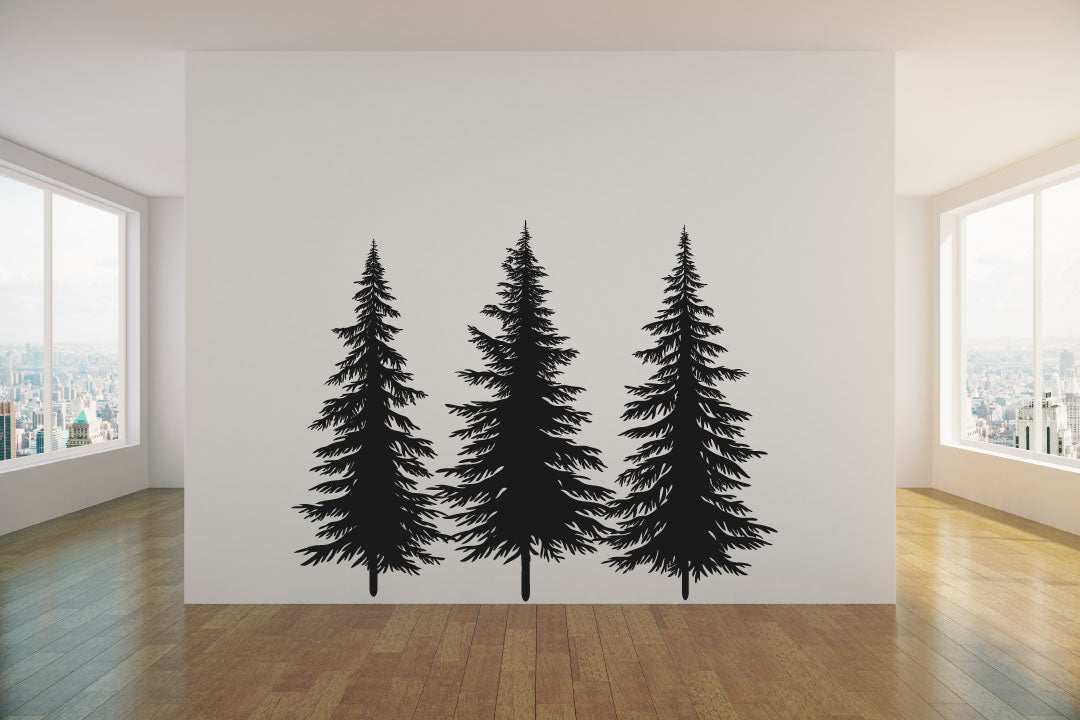 Fir Pine Trees Vinyl Wall Decal Set of 3