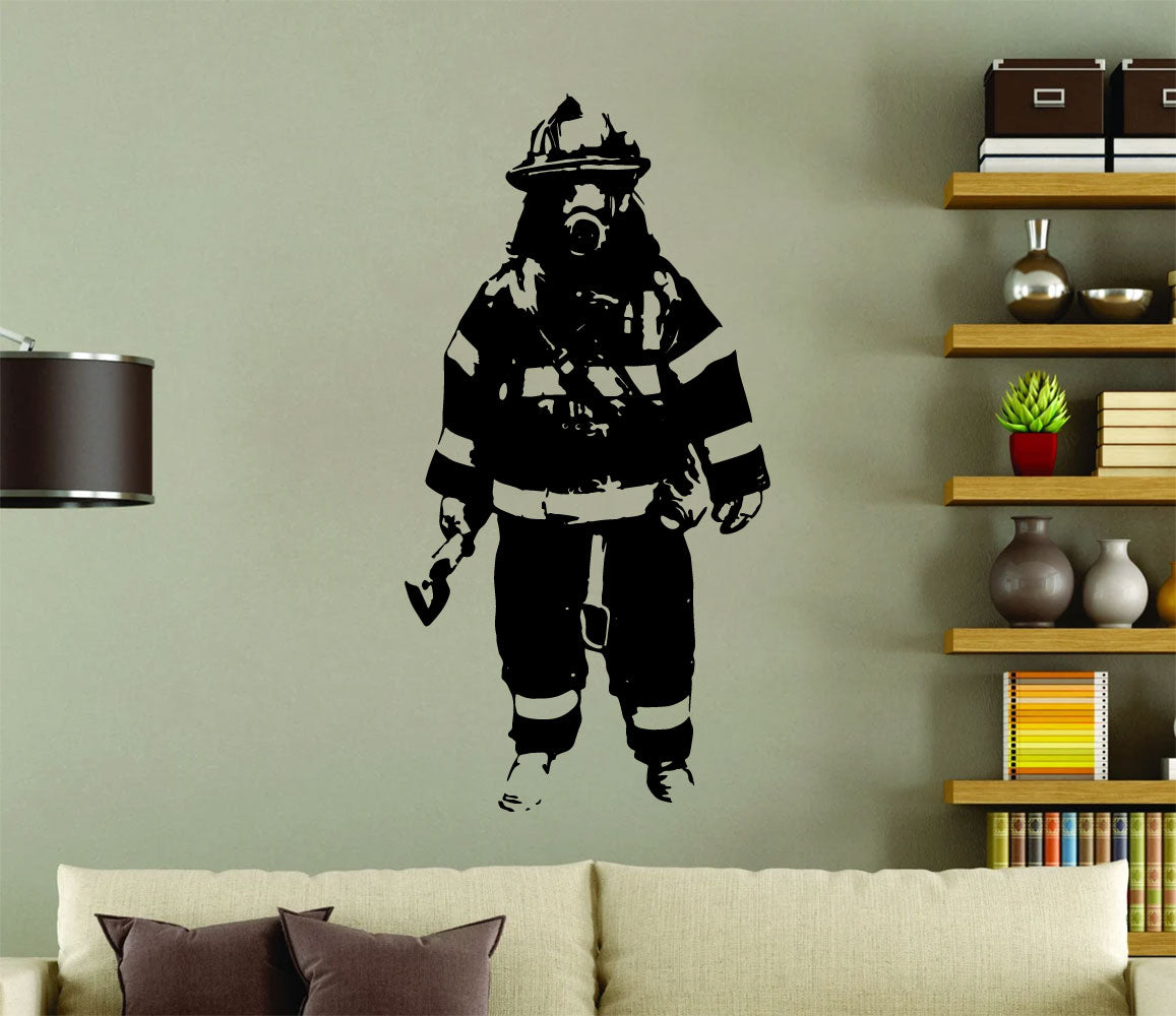 Firefighter Fireman Silhouette Vinyl Wall Decal