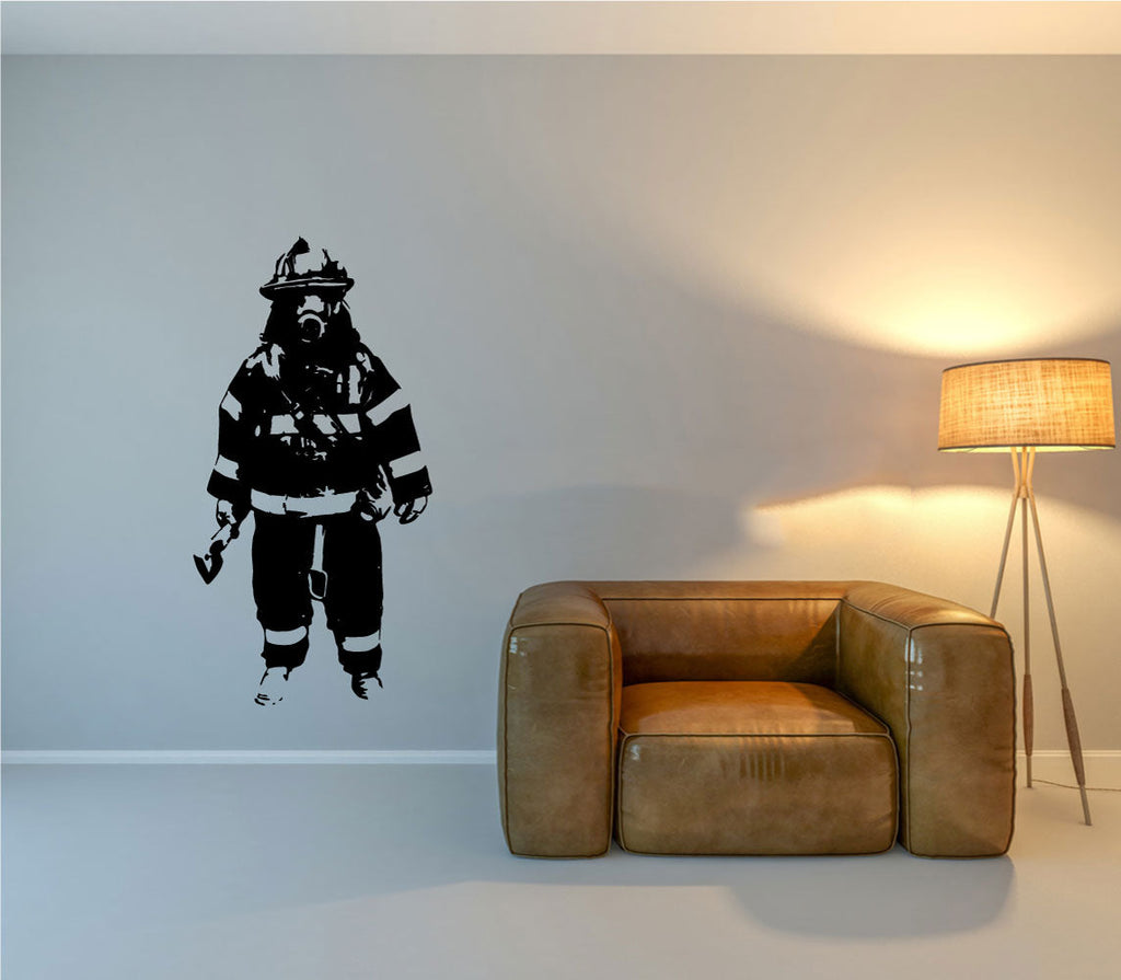 Firefighter Fireman Silhouette Vinyl Wall Decal