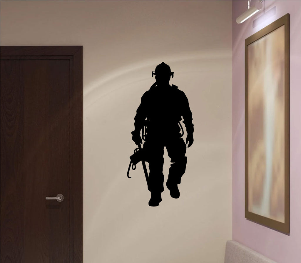 Firefighter Fireman Silhouette Vinyl Wall Decal