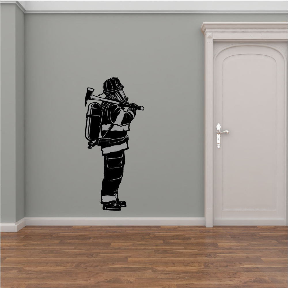 Firefighter Fireman Silhouette Vinyl Wall Decal