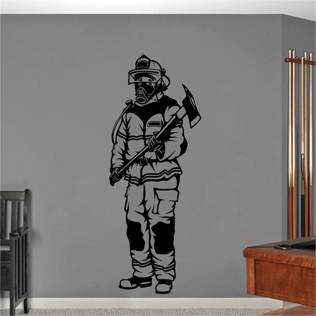 Firefighter Fireman Silhouette Vinyl Wall Decal