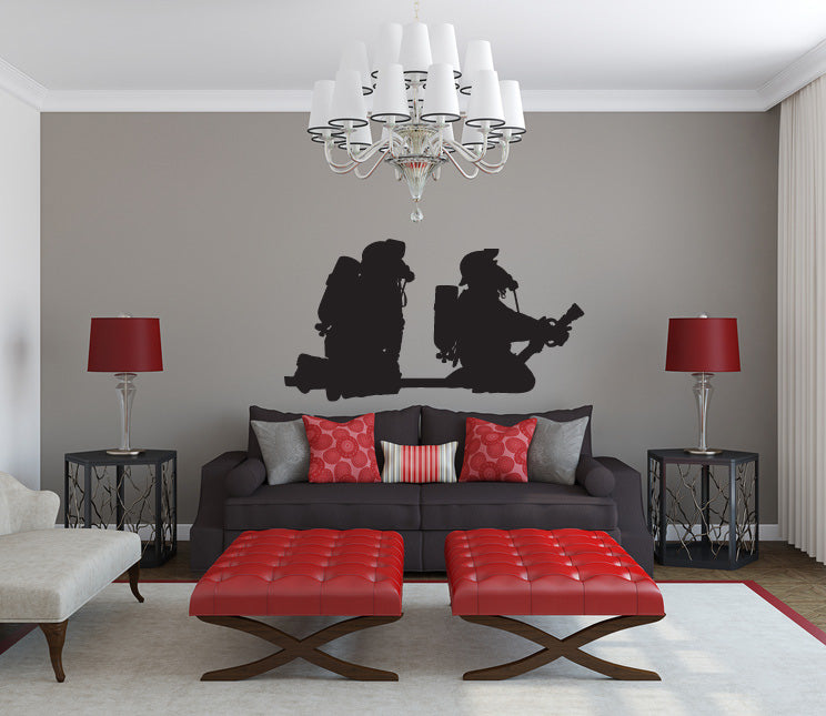 Firefighters Firemen Silhouette Vinyl Wall Decal