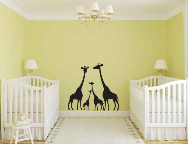 Giraffe Family Vinyl Home Decor Wall Decal 