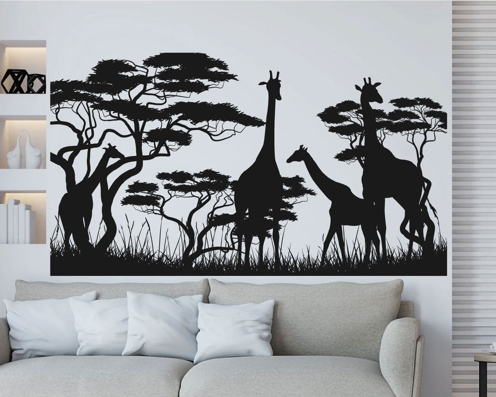 Giraffes and Tree Forest Vinyl Home Decor Wall Decal 