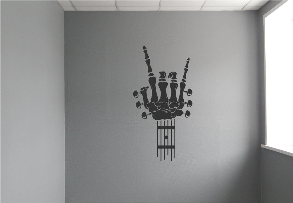 Skeleton Hand Guitar Rock On Music Vinyl Wall Decal
