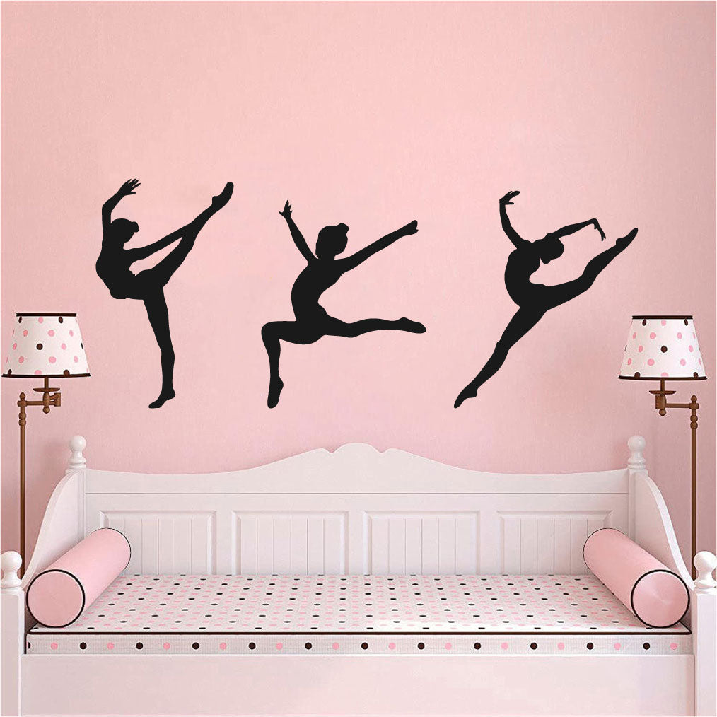 Gymnast Silhouettes Set of 3 Vinyl Wall Decal