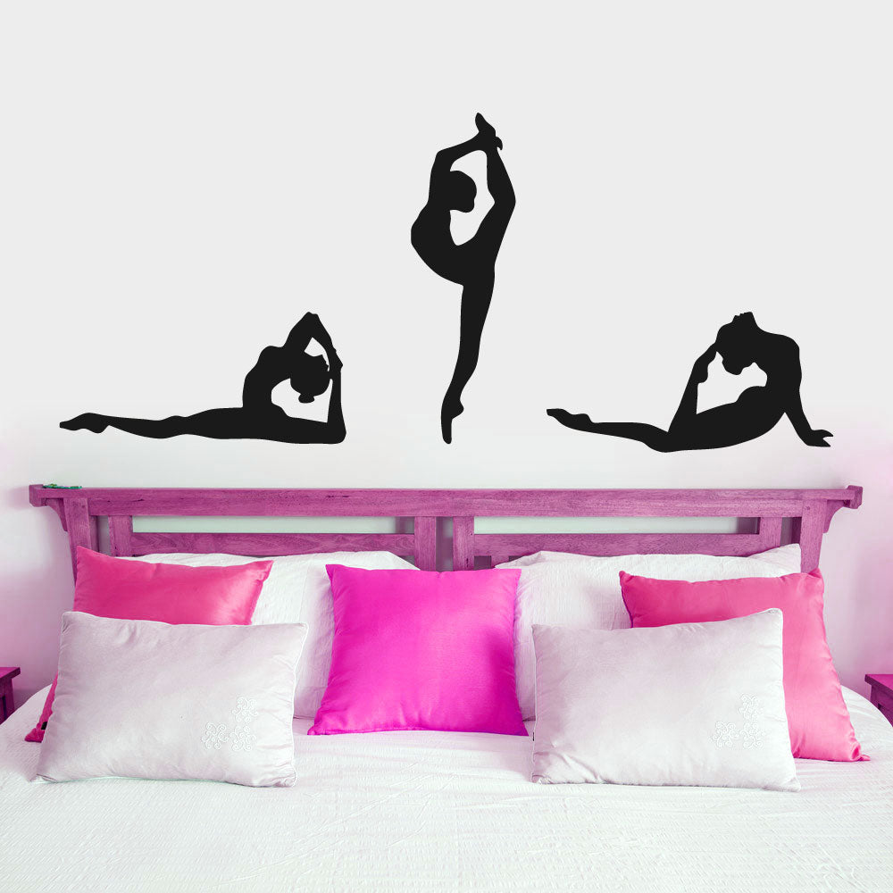 Gymnast Silhouettes Set of 3 Vinyl Wall Decal