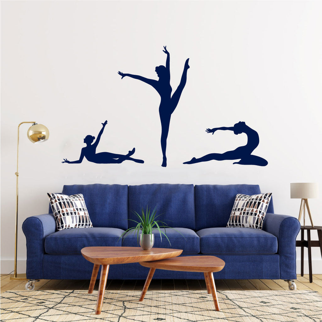 Gymnast Silhouettes Set of 3 Vinyl Wall Decal