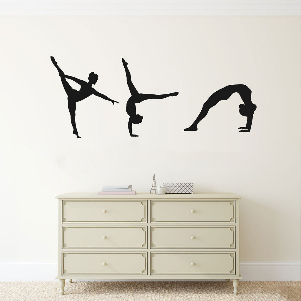 Gymnast Silhouettes Set of 3 Vinyl Wall Decal