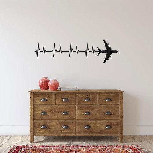Air Bus A-380 Airplane Silhouette Heartbeat Vinyl Home Decor Wall Decal 