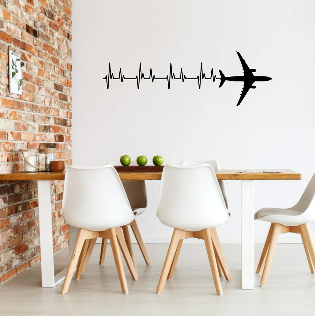 A-330 Airplane Silhouette Heartbeat Vinyl Wall Decal