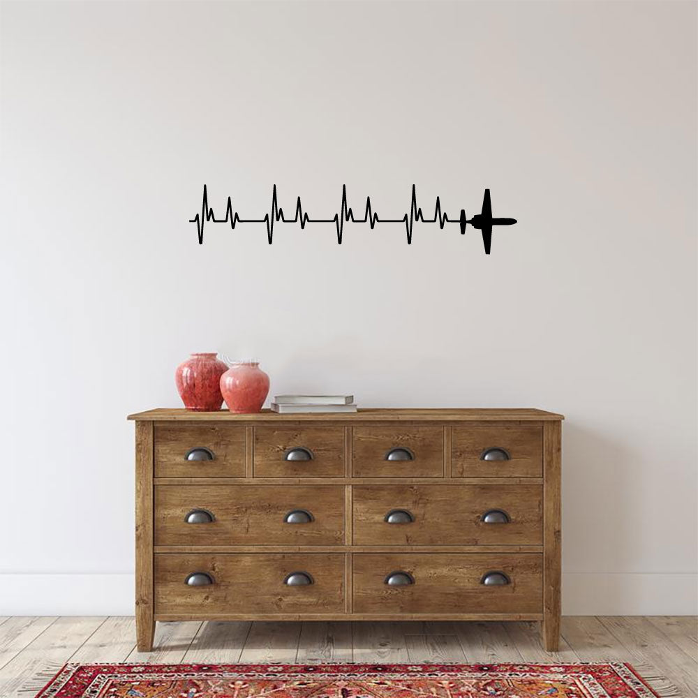 Citation Airplane Silhouette Heartbeat Vinyl Wall Decal