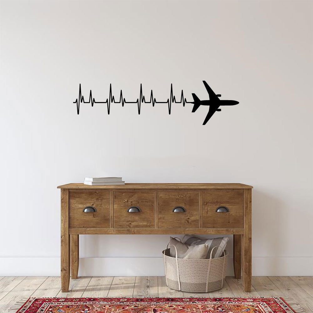 MD DC-10 Airplane Silhouette Heartbeat Vinyl Home Decor Wall Decal 