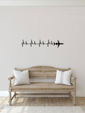 MD DC-9 Airplane Silhouette Heartbeat Vinyl Home Decor Wall Decal 