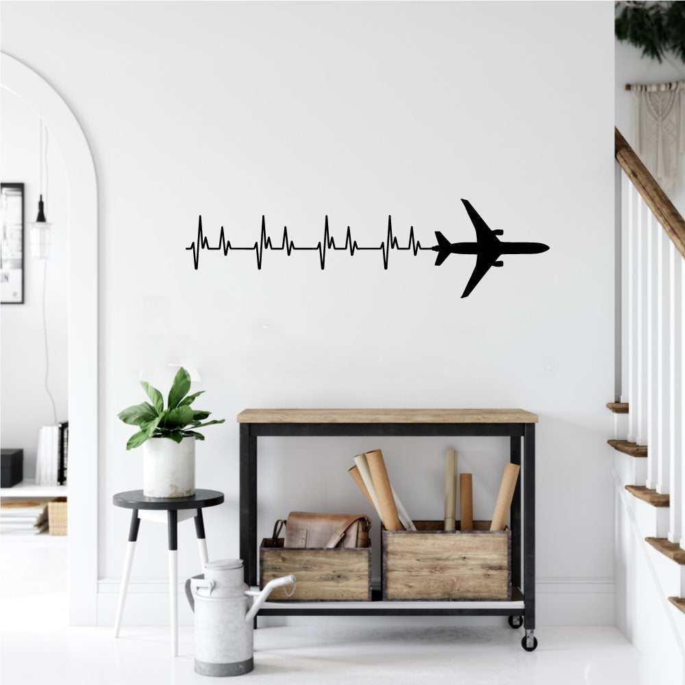 MD MD-11 Airplane Silhouette Heartbeat Vinyl Home Decor Wall Decal 
