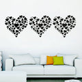 Hearts Shaped Heart Set of 3 Vinyl Home Decor Wall Decal 