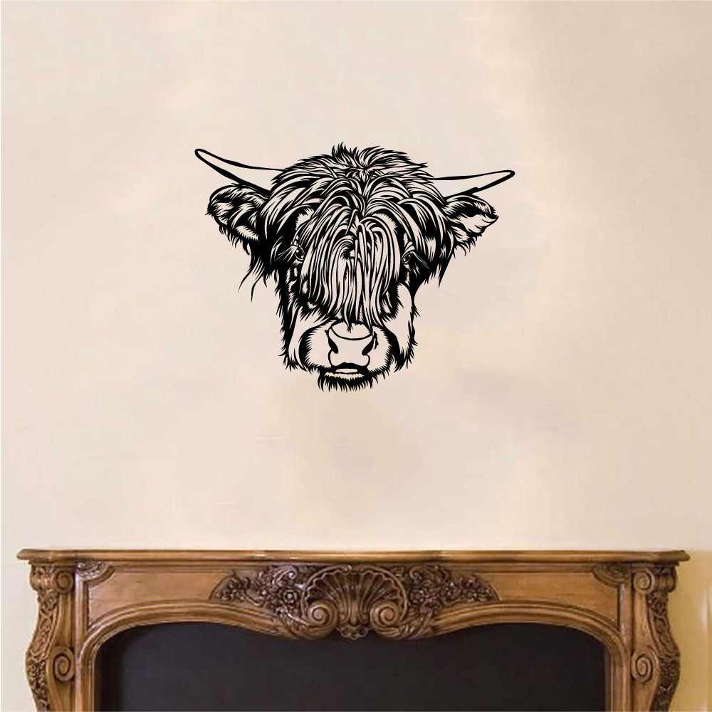 Highland Cow Face Vinyl Home Decor Wall Decal 