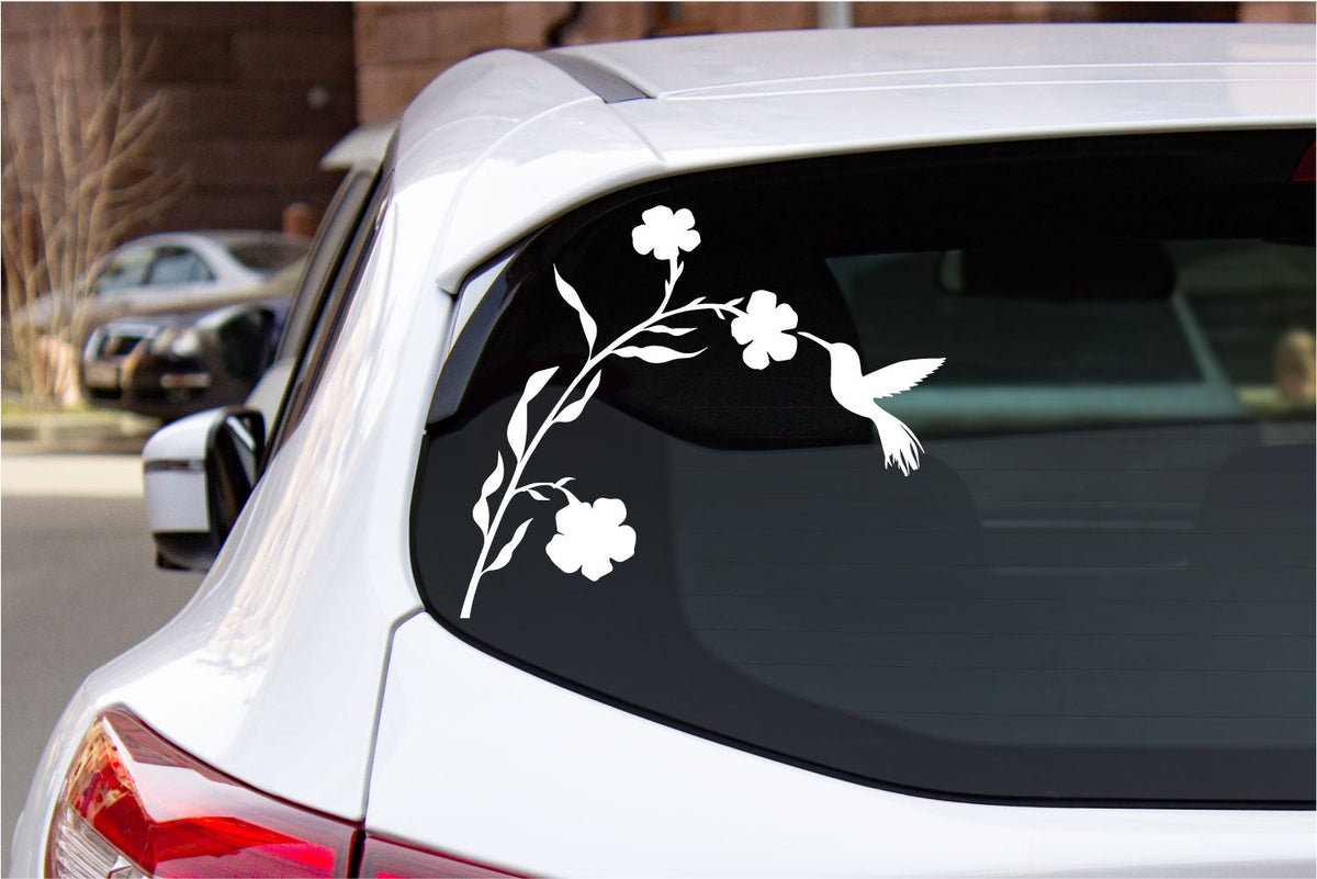 Hummingbird and Flower Vinyl Wall Decal