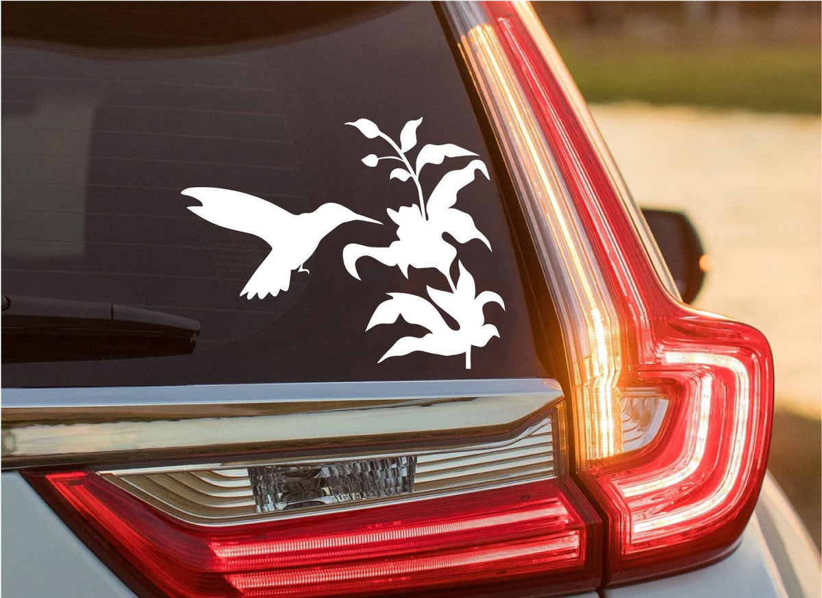 Hummingbird and Flower Vinyl Wall Decal