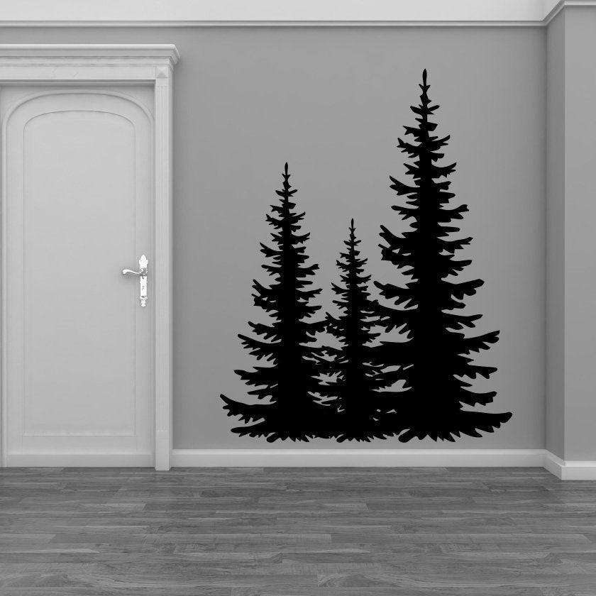 Pine Trees Set of 3 Vinyl Home decor Wall Decal