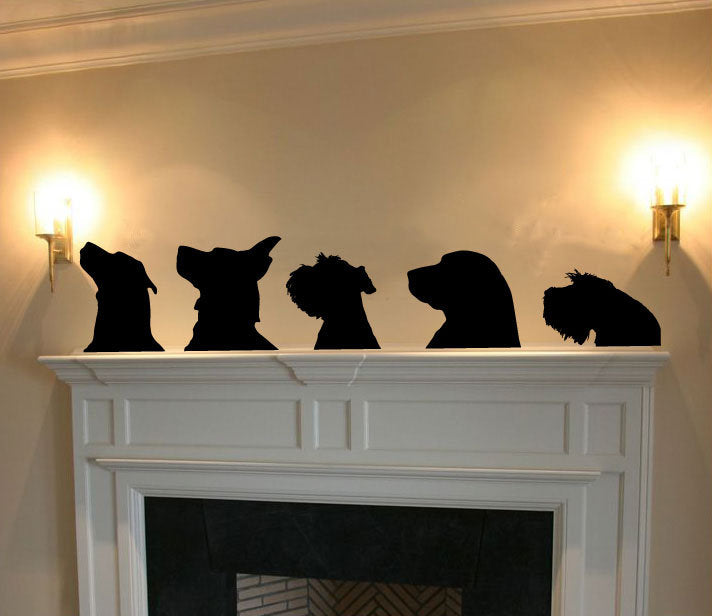Dog Heads Silhouette Vinyl Home Decor Wall Decal 
