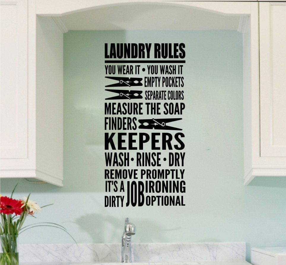 Laundry Rules Vinyl Home Decor Wall Decal 