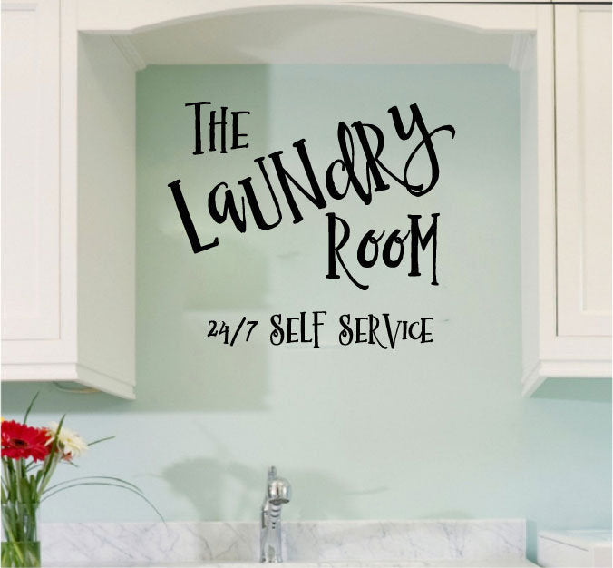 The Laundry Room 24/7 Self Service Vinyl Home Decor Wall Decal 