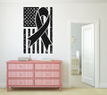 USA American Flag Cancer Awareness Ribbon Vinyl Home Decor Wall Decal 