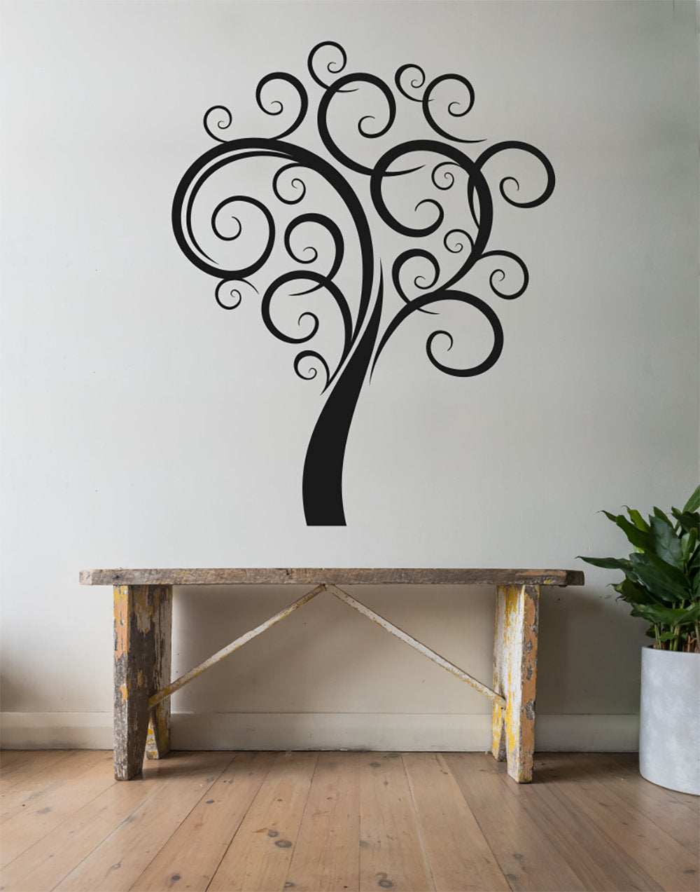 Curvy Swirly Tree Vinyl Home Decor Wall Decal 