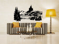 Pine Trees Forest Mountain Range and Castle Vinyl Home Decor Wall Decal