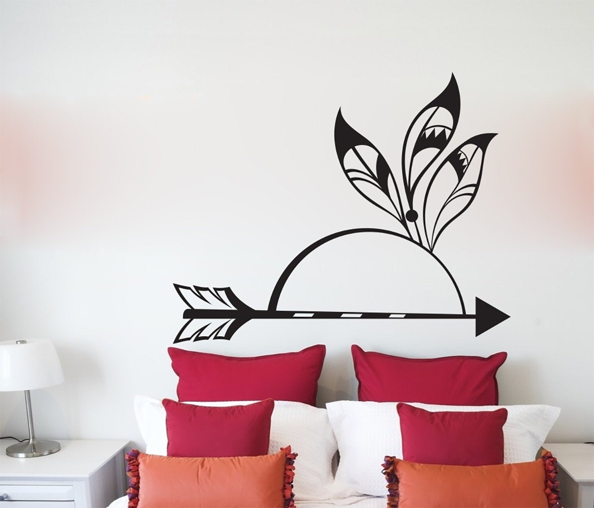Boho Bohemian Arrow and Feather Vinyl Home Decor Wall Decal 