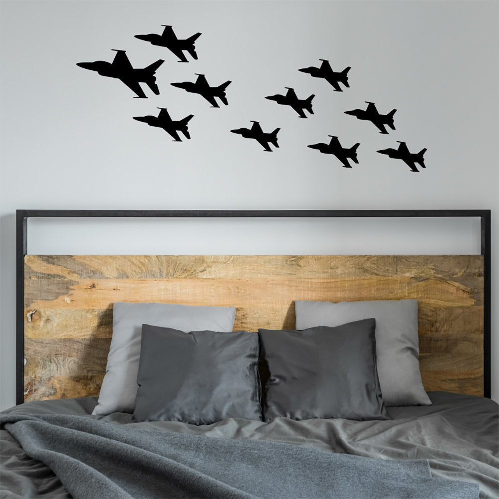 Military Fighter Jets Airplane Silhouettes Vinyl Home Decor Wall Decal 