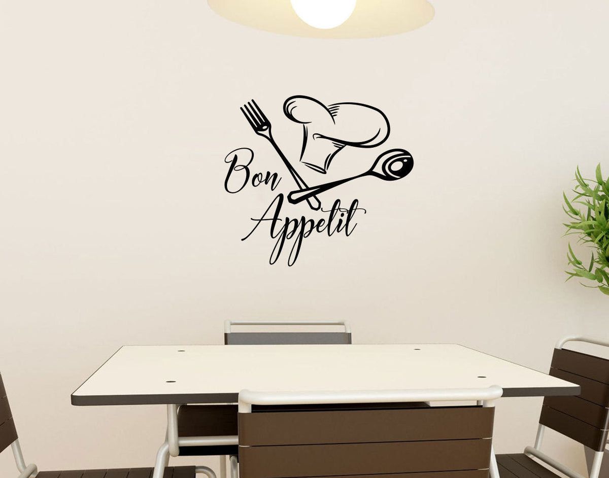 Bon Appetit Chef Hat Vinyl Home Decor Wall Decal 