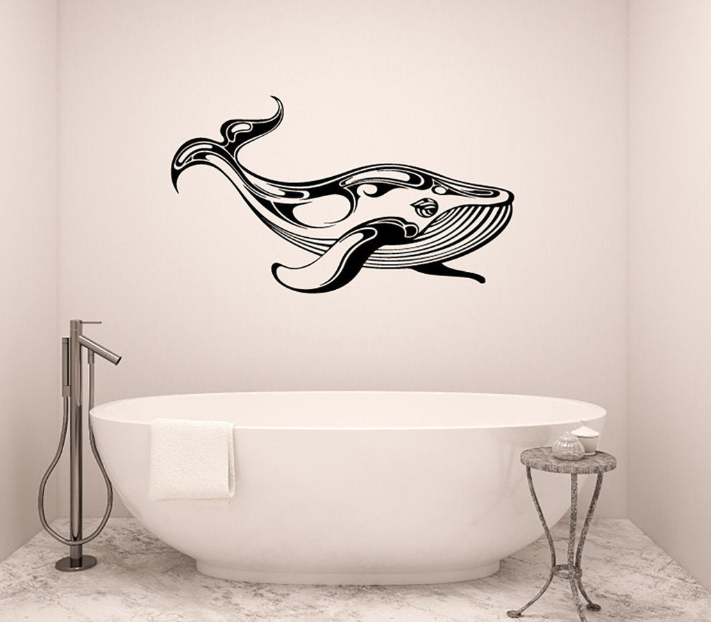 Humpback Whale Silhouette Vinyl Home Decor Wall Decal 