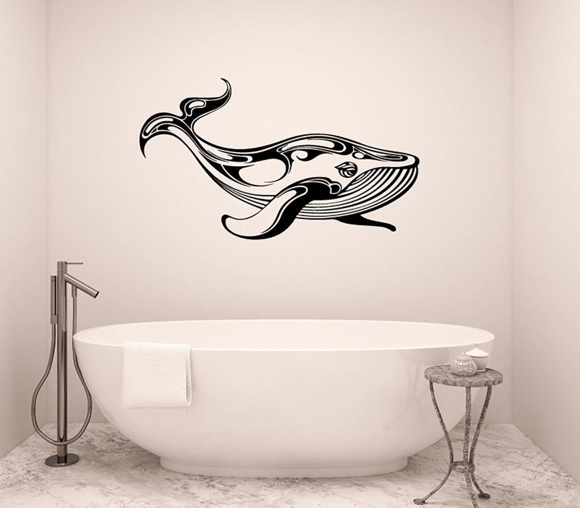 Humpback Whale Silhouette Vinyl Home Decor Wall Decal 