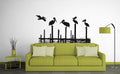 Tropical Pelicans on Sea Posts Silhouette Coastal Vinyl Home Decor Wall Decal 
