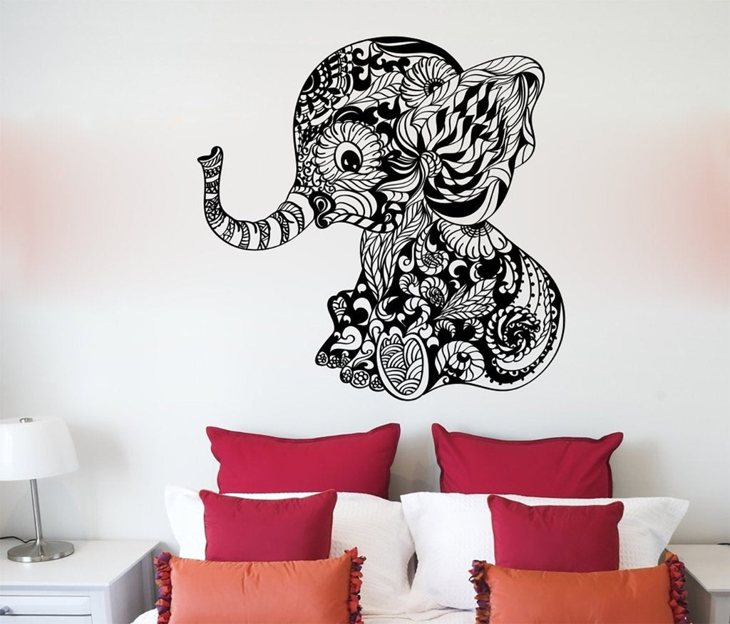 Elephant Baby Mandala Silhouette Vinyl Home Decor Wall Decal 