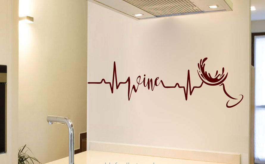 Wine Heartbeat Vinyl Kitchen Home decor Wall Decal 