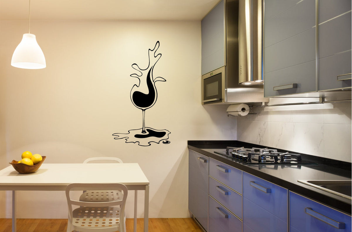 Wine Glass Splash Vinyl Kitchen Home decor Wall Decal 