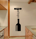 Wine Bottle Corkscrew Kitchen Vinyl Home decor Wall Decal 