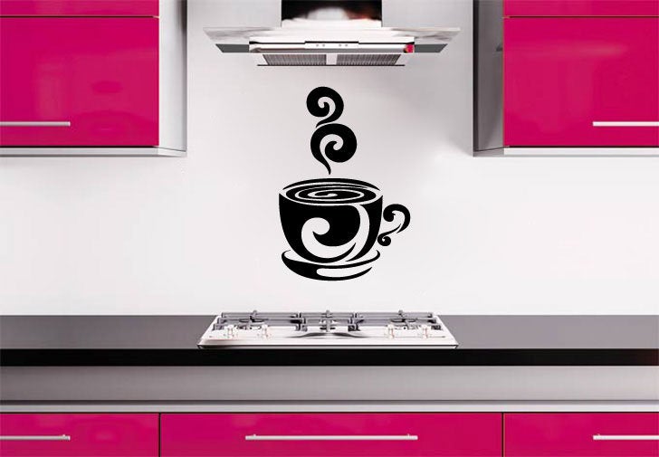 Coffee Cup Vinyl Home Decor Wall Decal 