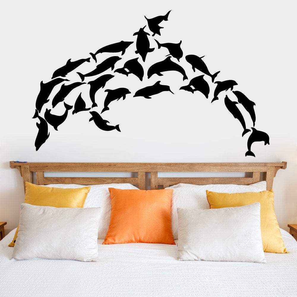 Dolphins Vinyl Coastal Home Decor Wall Decal 