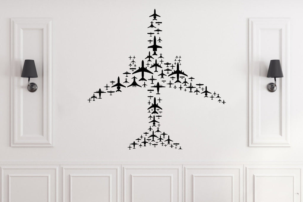 Airplanes Shaped Airplane Silhouette Vinyl Home Decor Wall Decal 