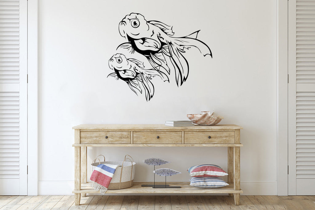 Gold Fish Vinyl Home Decor Wall Decal 