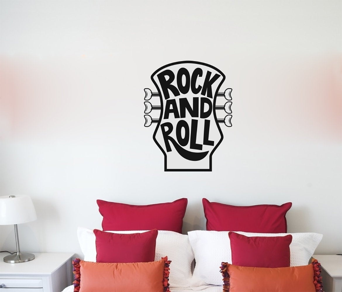 Rock N Roll Guitar Music Vinyl Home Decor Wall Decal 
